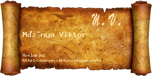 Mánya Viktor névjegykártya